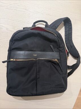 Knomo Black Nylon Backpack with Gold Hardware